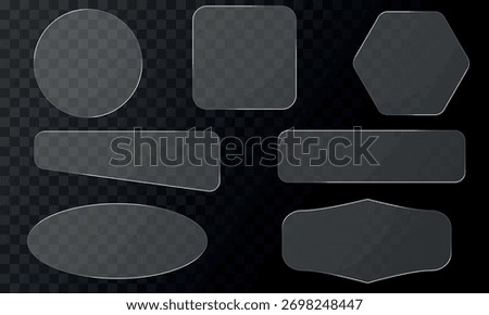 Glass Effect Shapes Set, Transparent Frames Set, Transparent Shapes, Vector