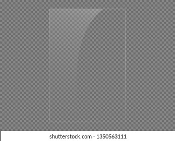 Glass effect. The texture of glass, mirrors, windows. Rectangular glass plate. Light effect for a picture or a mirror. Beautiful realistic reflection. 
