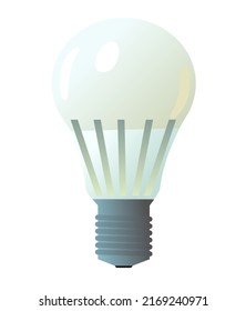 Bombilla eléctrica de vidrio. Dispositivo de alumbrado. Tecnologías de ahorro de energía. Aislado sobre fondo blanco. Icono de objeto único. Vector