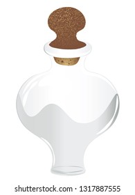 Glass empty bottle, laboratory flask design illustration.