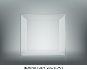 Glass empty cube template. Vector mockup for presentation