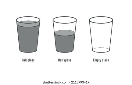 Tall glass full of beer, half full and empty Stock Vector by