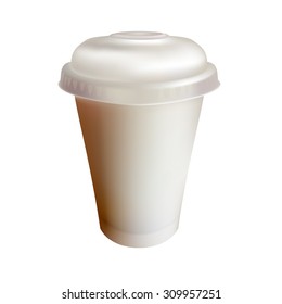 glass, empty plastic coffee, drink, isolated on a white background, with space for advertising, vector