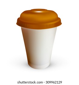 glass, empty plastic coffee, drink, isolated on a white background, with space for advertising, vector
