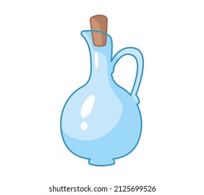 Glass Empty Vessel With Stopper. Vector Illustration Of Kitchen Utensils In Cartoon Childish Style. Isolated Funny Clipart On White Background. Cute Print