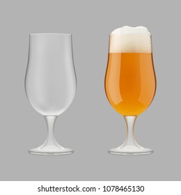 A glass of empty wine and a glass of beer. Ready to apply to your design. Vector illustrations.