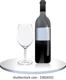 Glass empty with a wine bottle over the table
