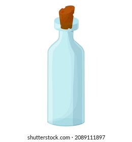 Vidrio vacío con corcho. Ilustración al estilo de las caricaturas.