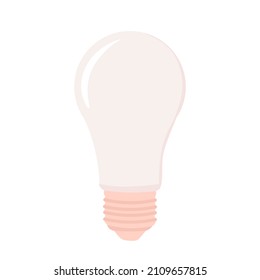 Glass energy-saving light bulb. Vector stock illustration. Pink incandescent lamp. Lighting. Isolated on a white background.