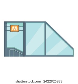 Glass entrance metro icon cartoon vector. Platform ticket. Wagon carriage