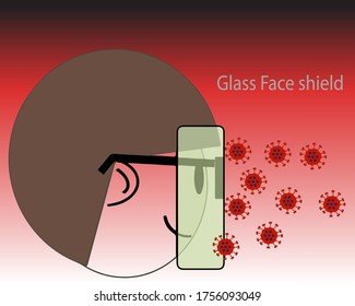 Glass Face shield  design for snaze protection.Vector photo.