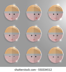 Glass facial expression set