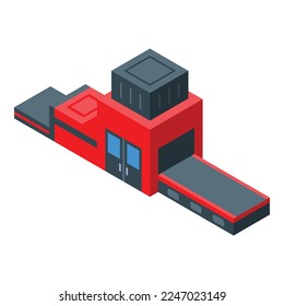 Glass factory line icon isometric vector. Construction industry. Supply door