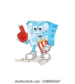 the glass fan with popcorn illustration. character vector