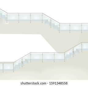 Glass fence on stairs. vector