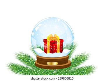 glass festive ball with a gift inwardly,vector illustration