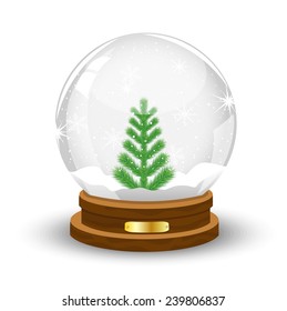 glass festive ball with a green tree inwardly,vector illustration