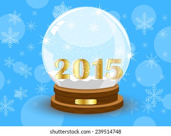 glass festive ball with numbers 2015 year,vector illustration