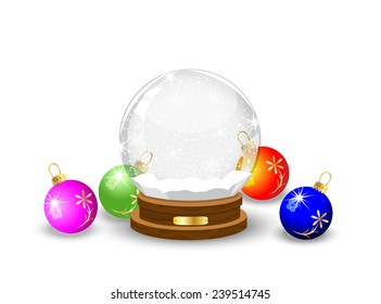 glass festive ball and varicoloured marbles,vector illustration