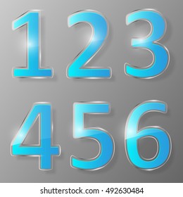 Glass figures with blue inserts. Part 1. Vector illustration.