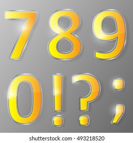Glass figures with yellow inserts. Part 2. Vector illustration.