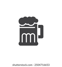 Glass filled with draft beer vector icon. filled flat sign for mobile concept and web design. Draft Beer Mug glyph icon. Pub Symbol, logo illustration. Vector graphics