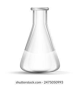 A glass flask for experiments on a white background. Vector illustration