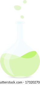 glass flask with green potion,  cartoon style 