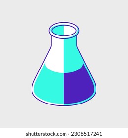 glass flask isometric vector illustration