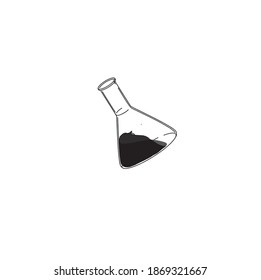 glass flask with liquid substance. icon