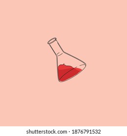 glass flask with liquid substance. icon