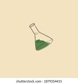 glass flask with liquid substance. icon