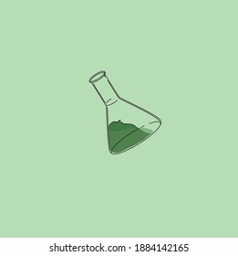 glass flask with liquid substance. icon