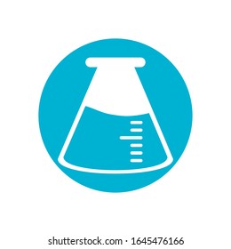 glass flask over white background, block style and colorful design, vector illustration