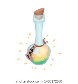 Glass flask of potion. Vector illustration on a white background.