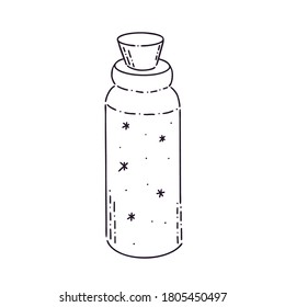 Glass flask with potions. Mystical vector illustration for Halloween. Beautiful icon in the style of cartoon for the autumn holiday Halloween.