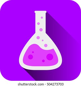 Glass flask purple icon.