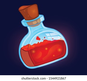 Glass flasks, bottles for game design. Elements for games.
