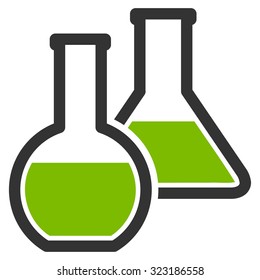 Glass Flasks vector icon. Style is bicolor flat symbol, eco green and gray colors, rounded angles, white background.