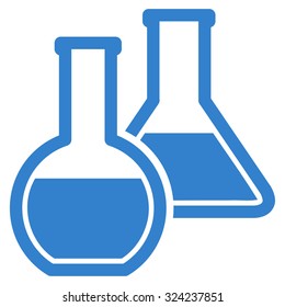 Glass Flasks vector icon. Style is flat symbol, cobalt color, rounded angles, white background.