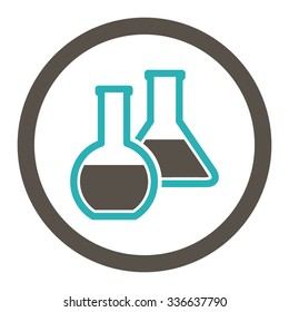 Glass Flasks vector icon. Style is bicolor flat rounded symbol, grey and cyan colors, rounded angles, white background.