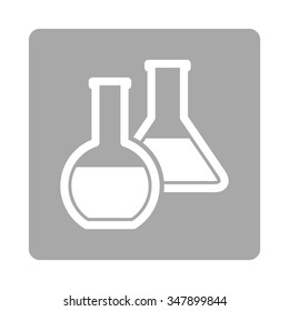 Glass Flasks vector icon. Style is flat rounded square button, white and silver colors, white background.