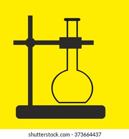 Glass Flasks vector icon. Style is flat rounded symbol, yellow background.