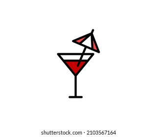 Glass flat icon. Single high quality outline symbol for web design or mobile app.  Holidays thin line signs for design logo, visit card, etc. Outline pictogram EPS10