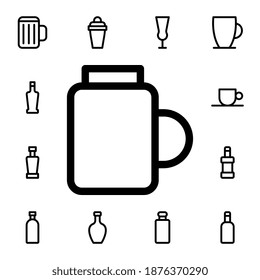 Icono de vector plano de vidrio en paquete de bebidas de vidrio