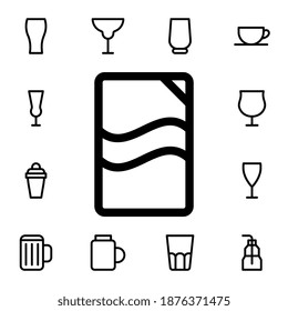 Icono de vector plano de vidrio en paquete de bebidas de vidrio