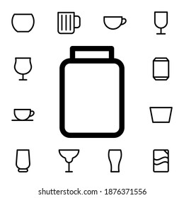 Icono de vector plano de vidrio en paquete de bebidas de vidrio