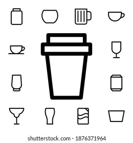 Icono de vector plano de vidrio en paquete de bebidas de vidrio