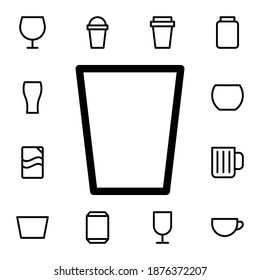 Icono de vector plano de vidrio en paquete de bebidas de vidrio