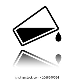 glass and flowing water icon. Black icon with mirror reflection 